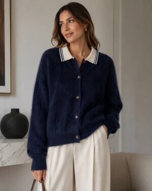 NWT NakedCashmere Art Department Navy Brushed Cashmere Cardigan S
